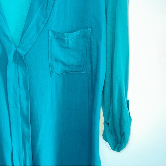Splendid Teal Mixed Media Shirt Sz Small - Picture 7 of 10